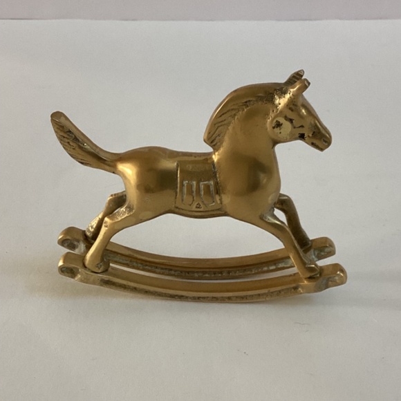 Lot Of 2 Vintage Solid Brass Rocking Horse Figurine Equestrian Home Decor MCM - Picture 6 of 10
